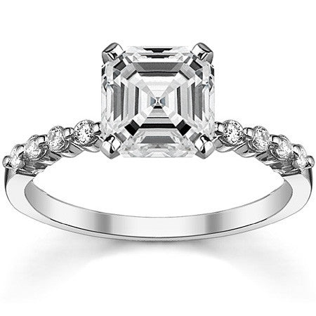 Moissanite Shared Prong Engagement Ring, 0.20ct