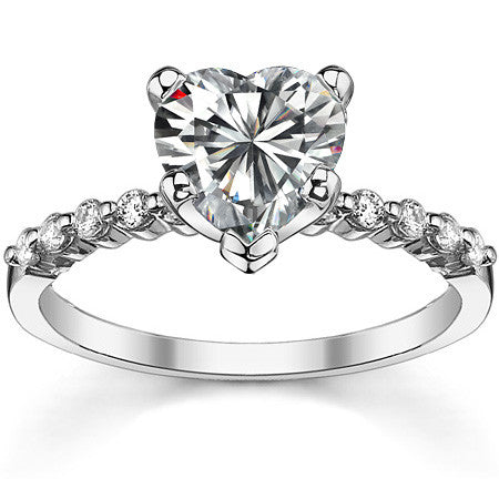 Moissanite Shared Prong Engagement Ring, 0.20ct