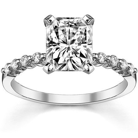 Moissanite Shared Prong Engagement Ring, 0.20ct