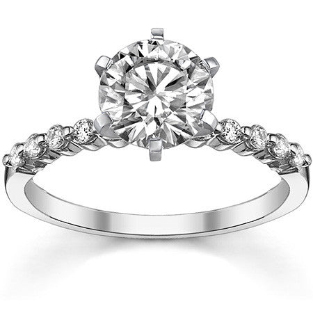 Moissanite Shared Prong Engagement Ring, 0.20ct