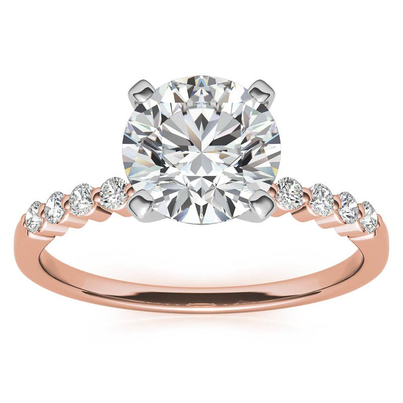 Moissanite Shared Prong Engagement Ring, 0.20ct