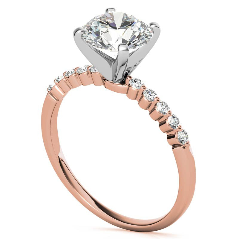 Moissanite Shared Prong Engagement Ring, 0.20ct