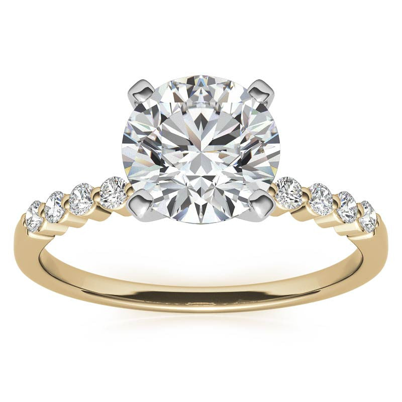 Moissanite Shared Prong Engagement Ring, 0.20ct