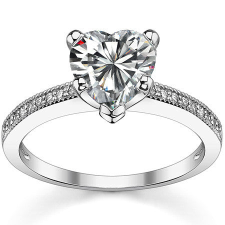 Moissanite & Diamond Milgrain Engagement Ring (0.09ct)