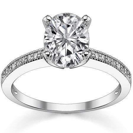 Moissanite & Diamond Milgrain Engagement Ring (0.09ct)