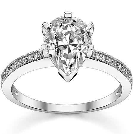 Moissanite & Diamond Milgrain Engagement Ring (0.09ct)