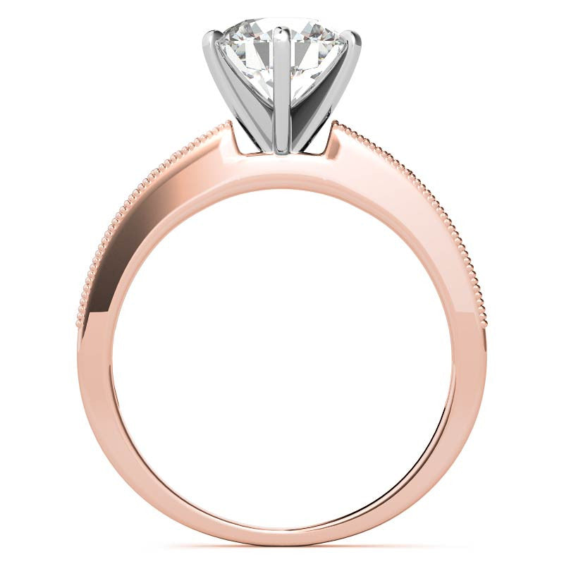 Moissanite & Diamond Milgrain Engagement Ring (0.09ct)