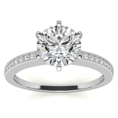 Moissanite & Diamond Milgrain Engagement Ring (0.09ct)