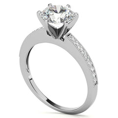 Moissanite & Diamond Milgrain Engagement Ring (0.09ct)