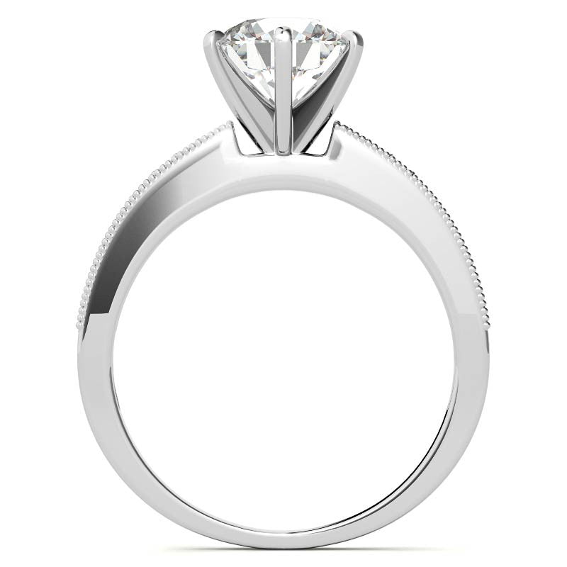 Moissanite & Diamond Milgrain Engagement Ring (0.09ct)