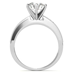 Moissanite & Diamond Milgrain Engagement Ring (0.09ct)