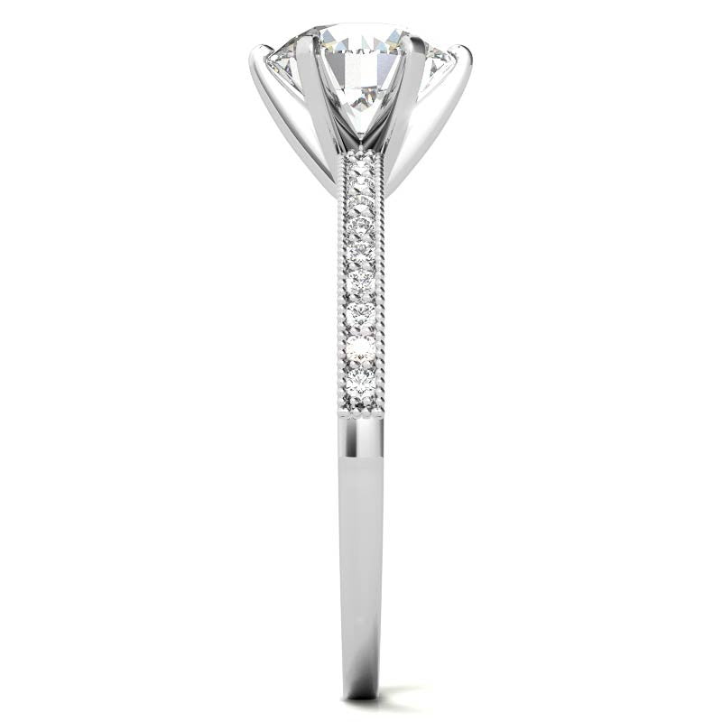 Moissanite & Diamond Milgrain Engagement Ring (0.09ct)