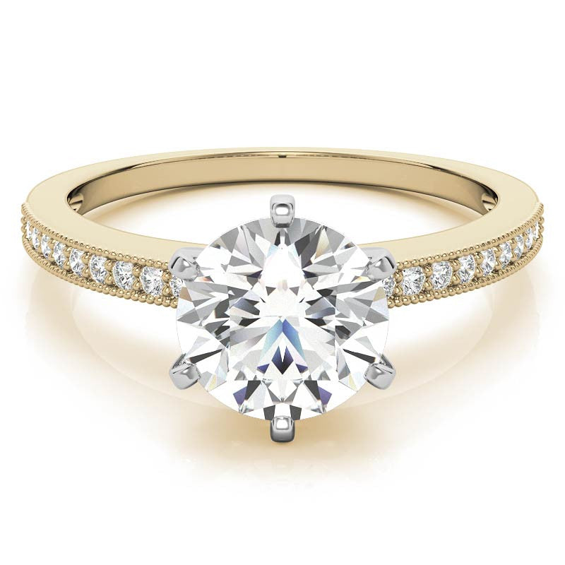 Moissanite & Diamond Milgrain Engagement Ring (0.09ct)