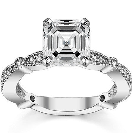 Moissanite Milgrain Engagement Ring, 0.26ct