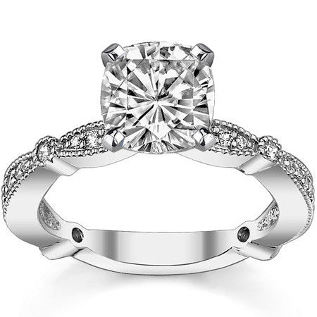 Moissanite Milgrain Engagement Ring, 0.26ct