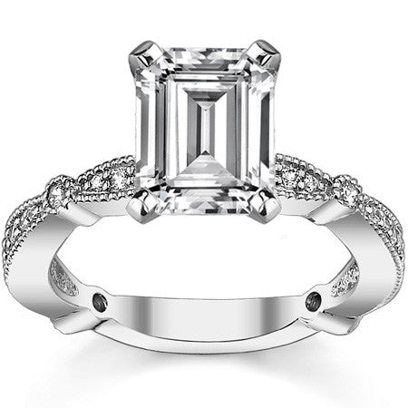 Moissanite Milgrain Engagement Ring, 0.26ct