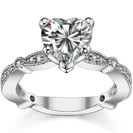 Moissanite Milgrain Engagement Ring, 0.26ct