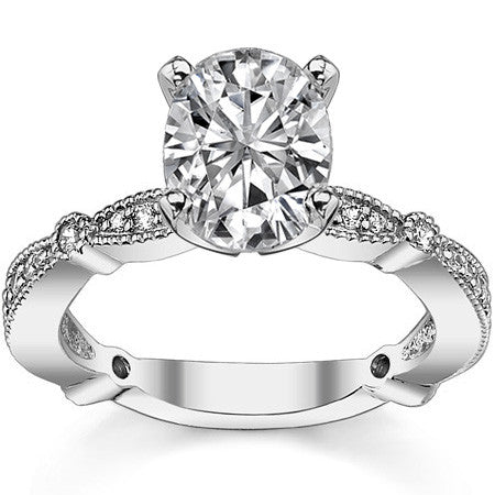 Moissanite Milgrain Engagement Ring, 0.26ct