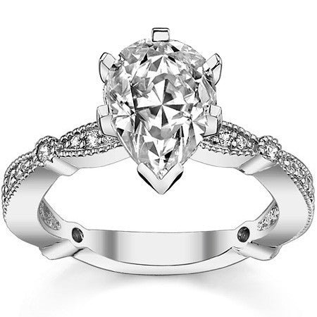 Moissanite Milgrain Engagement Ring, 0.26ct
