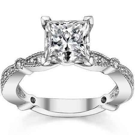 Moissanite Milgrain Engagement Ring, 0.26ct