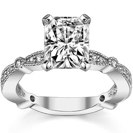 Moissanite Milgrain Engagement Ring, 0.26ct