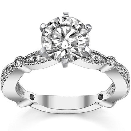 Moissanite Milgrain Engagement Ring, 0.26ct