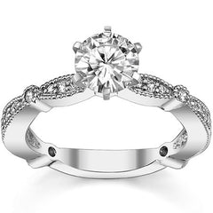 Moissanite Milgrain Engagement Ring, 0.26ct