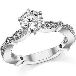 Moissanite Milgrain Engagement Ring, 0.26ct