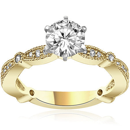 Moissanite Milgrain Engagement Ring, 0.26ct