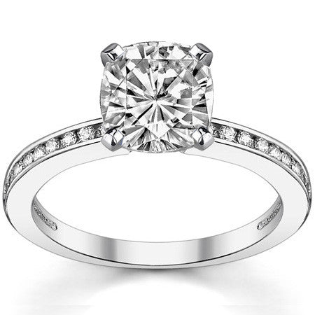 Round Brilliant Moissanite Channel Set Engagement Ring, 0.18ct