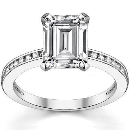 Round Brilliant Moissanite Channel Set Engagement Ring, 0.18ct