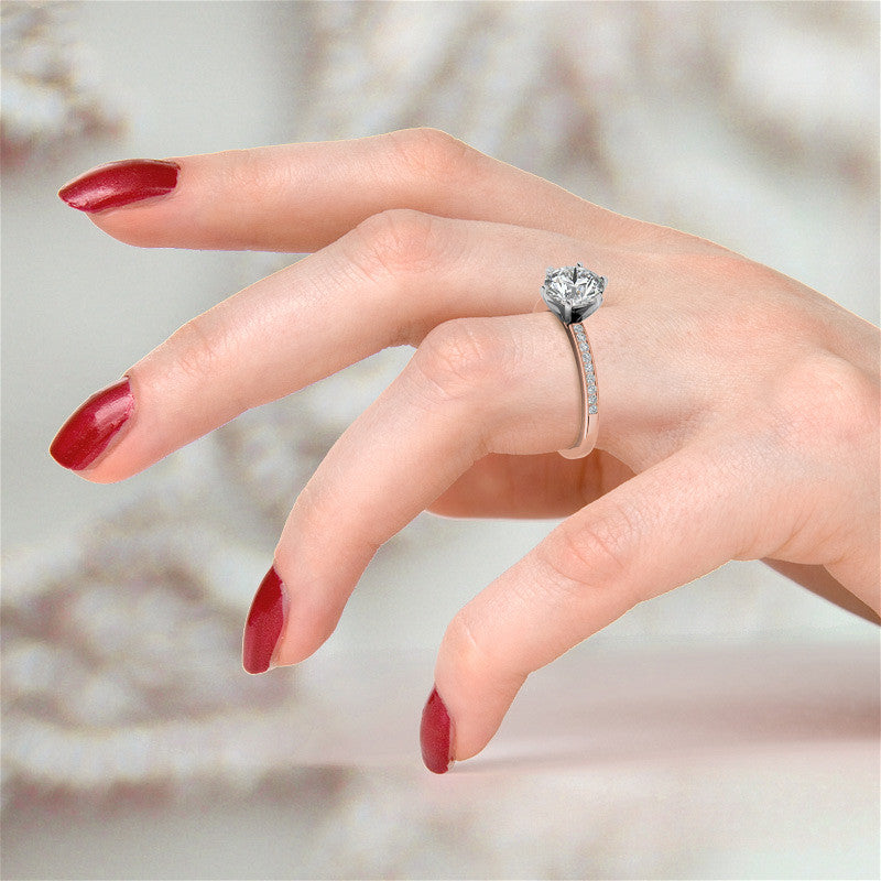 Round Brilliant Moissanite Channel Set Engagement Ring, 0.18ct