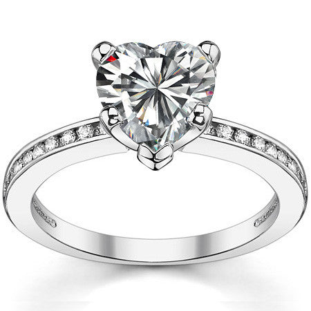 Round Brilliant Moissanite Channel Set Engagement Ring, 0.18ct