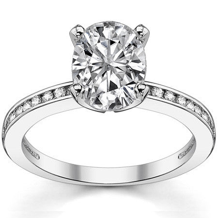 Round Brilliant Moissanite Channel Set Engagement Ring, 0.18ct
