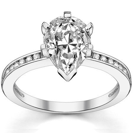 Round Brilliant Moissanite Channel Set Engagement Ring, 0.18ct