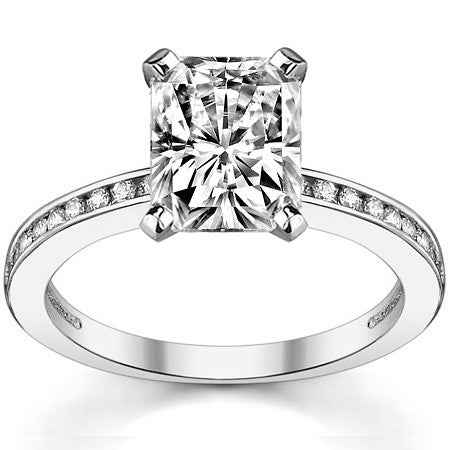 Round Brilliant Moissanite Channel Set Engagement Ring, 0.18ct