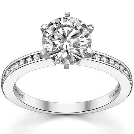 Round Brilliant Moissanite Channel Set Engagement Ring, 0.18ct