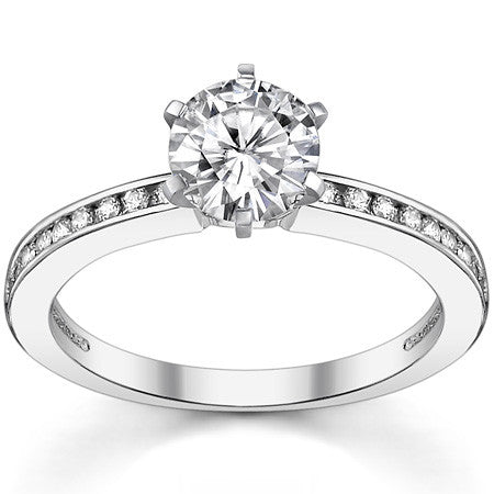 Round Brilliant Moissanite Channel Set Engagement Ring, 0.18ct