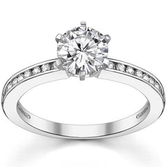 Round Brilliant Moissanite Channel Set Engagement Ring, 0.18ct