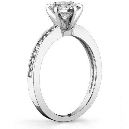 Round Brilliant Moissanite Channel Set Engagement Ring, 0.18ct