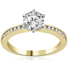 Round Brilliant Moissanite Channel Set Engagement Ring, 0.18ct