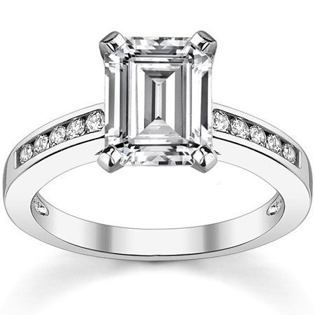Round Brilliant Moissanite Channel Set Cathedral Engagement Ring