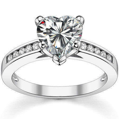 Round Brilliant Moissanite Channel Set Cathedral Engagement Ring
