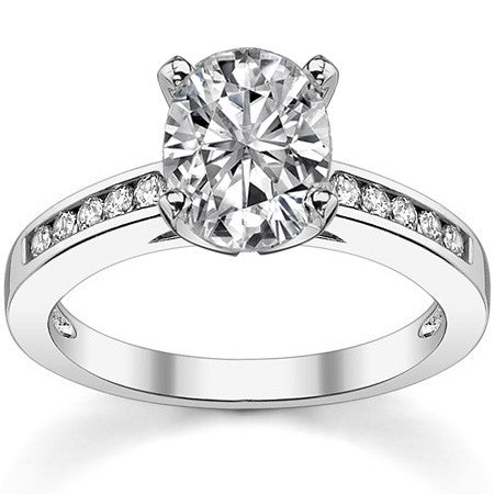 Round Brilliant Moissanite Channel Set Cathedral Engagement Ring