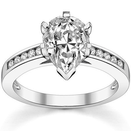 Round Brilliant Moissanite Channel Set Cathedral Engagement Ring