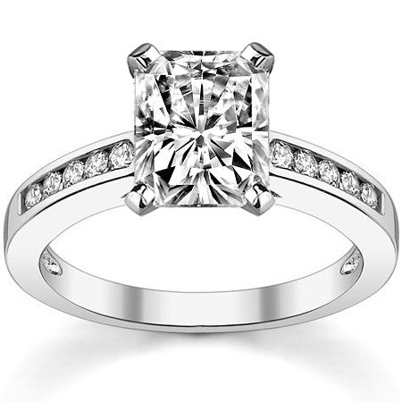Round Brilliant Moissanite Channel Set Cathedral Engagement Ring