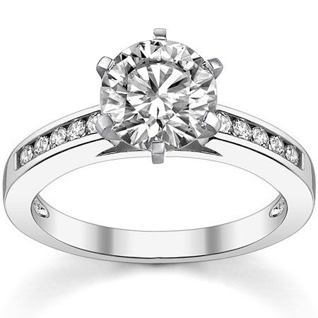 Round Brilliant Moissanite Channel Set Cathedral Engagement Ring