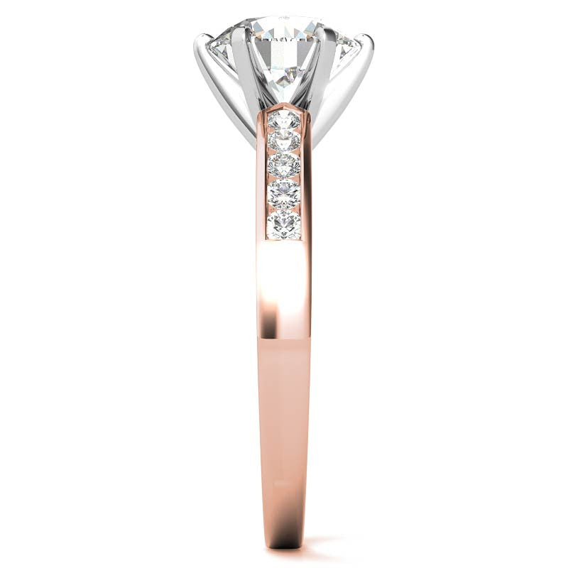 Round Brilliant Moissanite Channel Set Cathedral Engagement Ring
