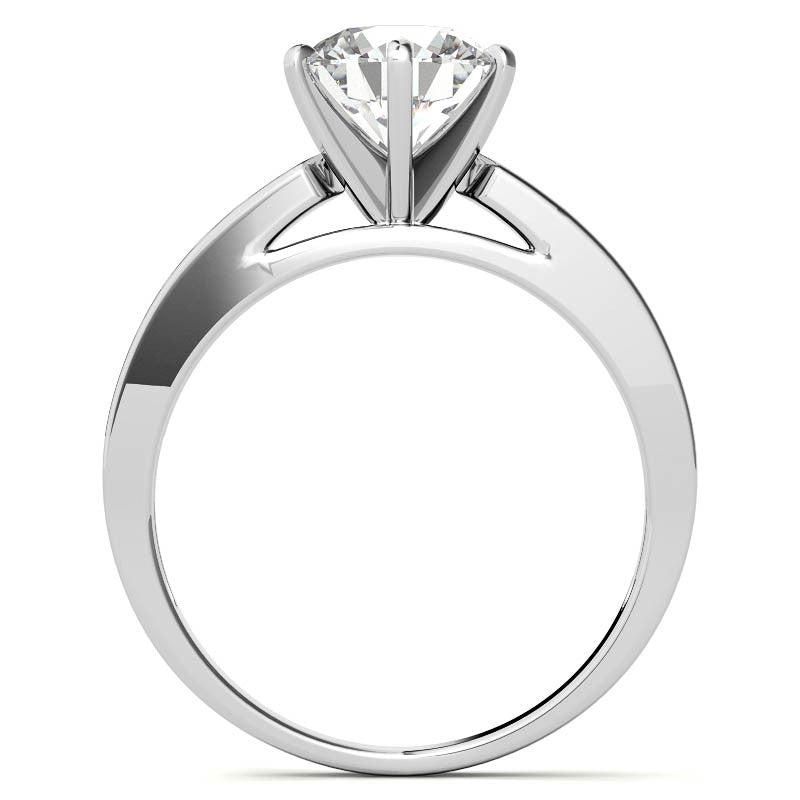 Round Brilliant Moissanite Channel Set Cathedral Engagement Ring