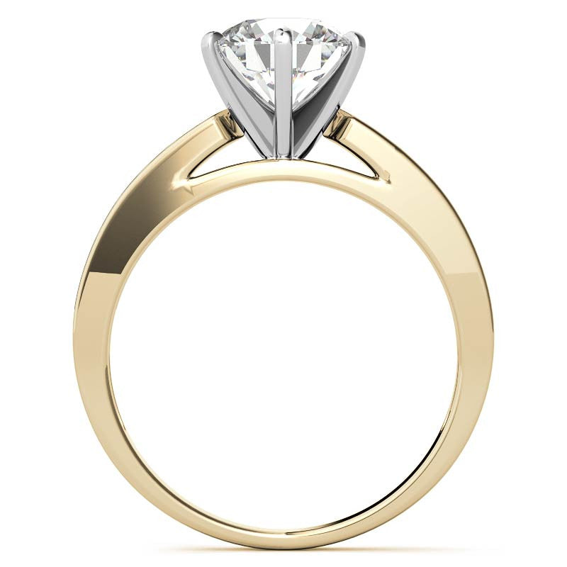 Round Brilliant Moissanite Channel Set Cathedral Engagement Ring